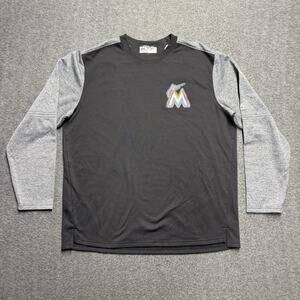 Miami Marlins MLB Majestic Therma Base Mens XL Gray Black Baseball